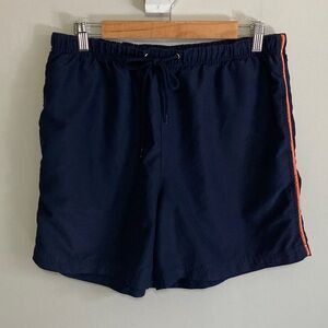 Mountain Lake Men’s Navy Blue Shorts with Orange Accents, size medium